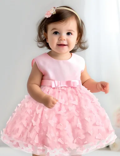 Miniatura 3 de Qaoerde Baby Flower Girl Dress with Headband,Bowknot V-Back Baby Girl Tutu Dresses for Wedding Birthday Party Holiday