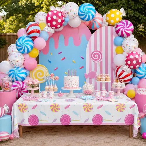 Miniatura 3 de Blue Orchards Fundas de mesa de caramelo (paquete de 3) – 54 x 108 pulgadas XL – Mantel, suministros de fiesta, decoraciones, fiesta de cumpleaños