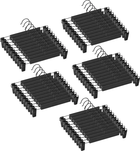 Miniatura 9 de NORTHERN BROTHERS Perchas para pantalones con clips, paquete de 30 perchas para falda de color negro resistentes para mujeres, hombres, niños, Rosa