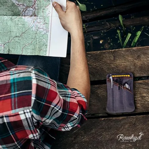 Miniatura 5 de Organizador de bolsillo EDC de lona encerada para hombres, bolsa de bolsillo trasero multiherramienta para teléfono/portátil, bolígrafo