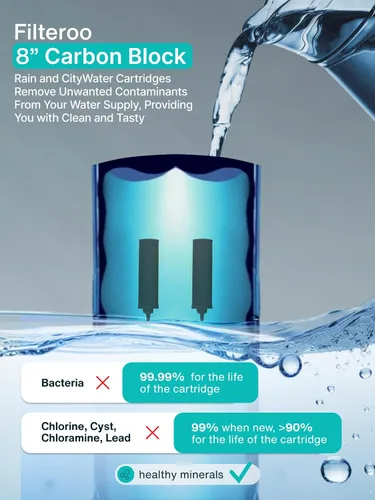 Miniatura 4 de Filteroo® Superoo - Sistema de filtro de agua por gravedad para encimera, 3.17 galones/12L, acero inoxidable 304, 2 filtros de carbono, purificador