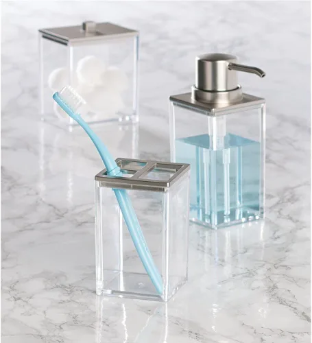 Miniatura 2 de iDesign Clarity BPA-Free Barra de plástico Jabonera - 5 "x 3.25" x 1.34 ", claro / cepillado níquel, 18 pulgadas por 16 pulgadas