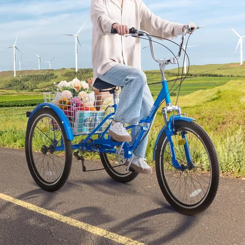 Miniatura 8 de VEVOR - Triciclo plegable para adultos, triciclos plegables para adultos, bicicleta de crucero de 3 ruedas con cesta grande y asiento ajustable
