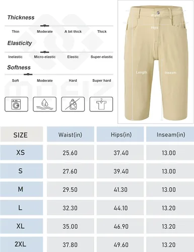 Miniatura 7 de MoFiz Women 13" Slim Fit Cargo Hiking Shorts Knee Length Elastic Waistband Women Golf Shorts with Right Thigh Zip Pocket