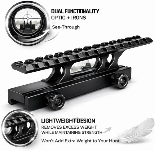 Miniatura 5 de 360 Tactical 1 pulgada de alto perfil corto Riser Mount Matte Black Picatinny 8 Ranura para visores y óptica Riel de alto perfil 2