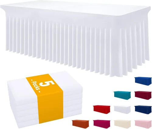 Miniatura 38 de Smiry Mantel de Spandex, Mantel Elástico Ajustable Extensible para Mesas Rectangulares de 6 Pies, Falda Cubierta de Mesa Impermeable y Lavable