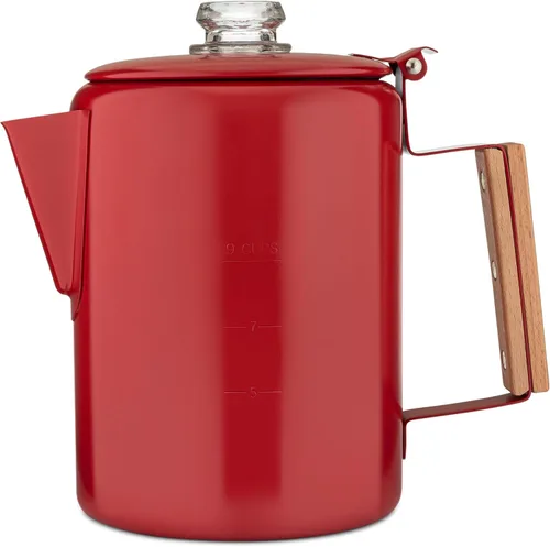 Miniatura 8 de COLETTI Bozeman Blue Percolator Cafetera — Cafeteras de Camping — La Percoladora Favorita para Camping — SIN Aluminio o Plástico [9 tazas, Azul]