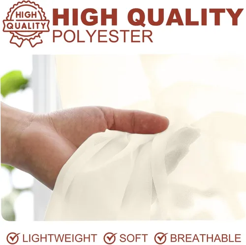 Miniatura 3 de YHSF Cortinas traslúcidas – Juego de 2 paneles para decoración del hogar – Elegantes cortinas de gasa sólida con bolsillo para barra