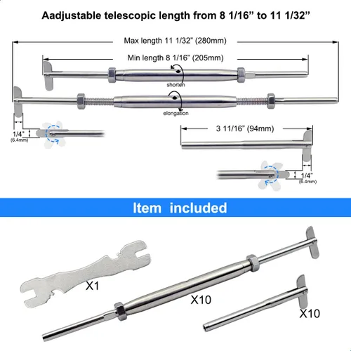 Miniatura 4 de Kit de herramientas de barandilla de cable de acero inoxidable, para sistema de barandilla de cable de 1/8, para postes de metal, kit de tensor