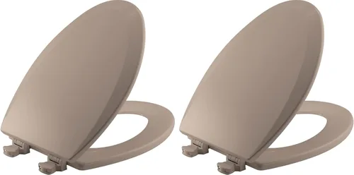 Miniatura 9 de Bemis 1500EC 146 - Asiento de inodoro con bisagras Fácil Limpia & Cambia, madera esmaltada duradera y anodizada, diseño alargado, color almendra