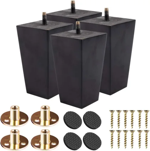Miniatura 12 de Patas para muebles de madera maciza de 8 pulgadas, 4 pies de repuesto de pirámide de madera moderna de mediados de siglo con pernos roscados de 5/16