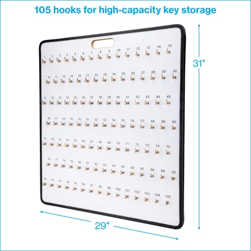 Miniatura 5 de SSWBasics Tablero para llaves con pestañas de cierre automático - 105 ganchos - 29 pulgadas de ancho x 31 pulgadas de largo
