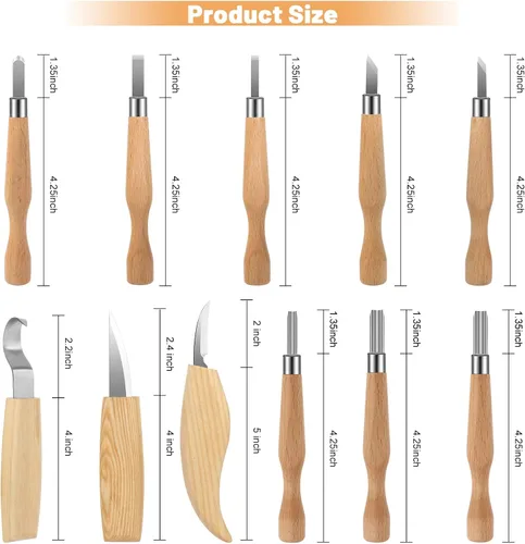 Miniatura 4 de Kit de tallado de madera, 26 piezas, herramientas de tallado de madera, cuchillos detallados, cuchillos, bloques, guantes, kit de corte