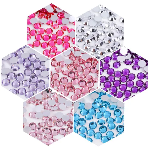 Miniatura 4 de 3000 unidades de diamantes de imitación termoadhesivos SS6 de 2mm con parte posterior plana, gemas de cristal de vidrio transparente redondas