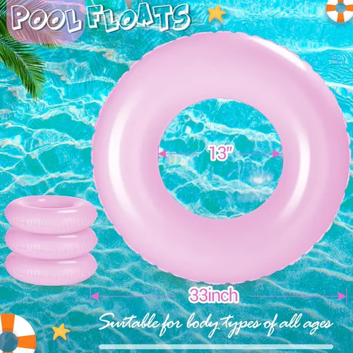 Miniatura 2 de 4 flotadores inflables de piscina de 33 pulgadas, anillos de natación para adultos, tubo interior de natación, balsa, flotador, juguetes para playa