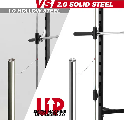 Miniatura 8 de RitFit Smith - Estante de potencia para máquina con sistema LAT-Pull Down, minas terrestres, barra de barra, clavijas de almacenamiento de placas