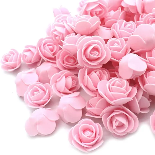 Miniatura 10 de D-Seven Flores artificiales, 100 unidades, mini rosas de espuma para manualidades, ramos de boda, centros de mesa de baby shower, arreglos florales