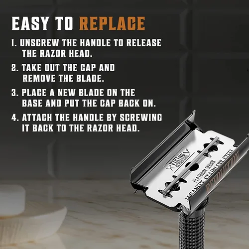 Miniatura 6 de SHAVING REVOLUTION Maquinilla de afeitar de seguridad de doble filo de mango largo – Mariposa abierta navaja 10 cuchillas japonesas de doble filo