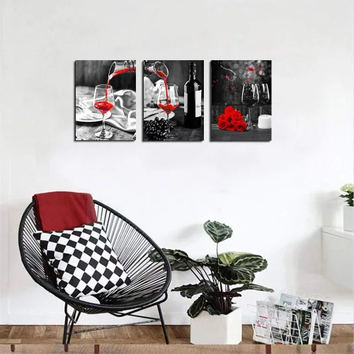 Miniatura 3 de Arte de pared de cocina para comedor, decoración de pared de naturaleza muerta, lienzo en blanco y negro, impresiones artísticas de barriles