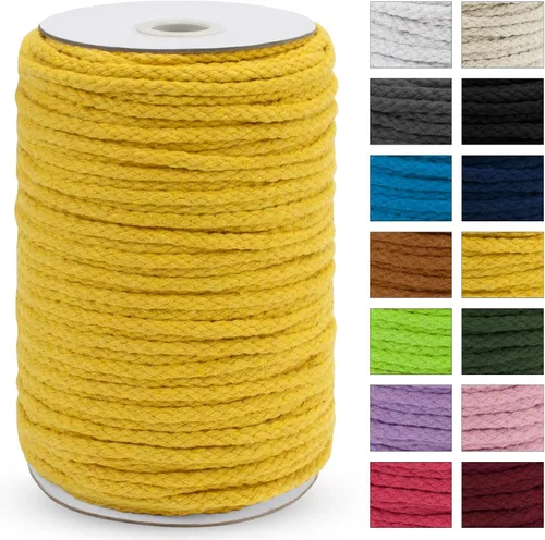 Miniatura 15 de JeogYong - Cuerda de macramé trenzada 5mm x 90m, cuerda de algodón trenzada de 8 hebras natural, cuerda de cordón de dibujo colorida para colgar