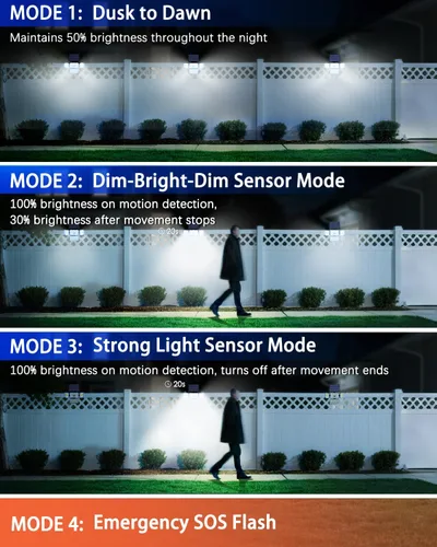 Miniatura 7 de CLAONER Luces solares para exteriores, sensor de movimiento, 3500 lm, 288 luces LED de seguridad con control remoto, IP67, impermeable, 4 cabezales