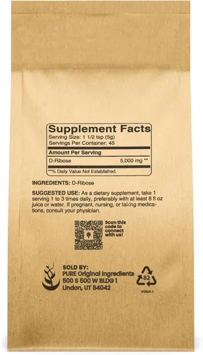 Miniatura 2 de Pure Original Ingredients D-Ribosa (8 oz) Suplemento nutricional, sin OMG, sin gluten, sin sabor
