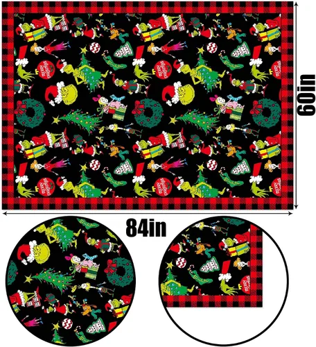 Miniatura 3 de Mantel de Navidad con elfo verde de Navidad, decoración de fiesta de cumpleaños, hogar, cocina, comedor, mesa rectangular (60 x 84 pulgadas)