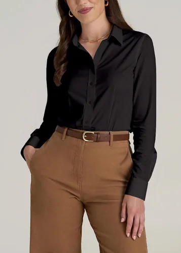 Miniatura 2 de Camisas con botones para mujer, camisas de vestir de manga larga, elásticas, sin arrugas, para el trabajo, blusas casuales de oficina