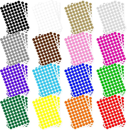 3360 calcomanías de puntos de colores de 3/4 pulgadas, 16 etiquetas de codificación de colores circulares surtidos para cajas de biblioteca,