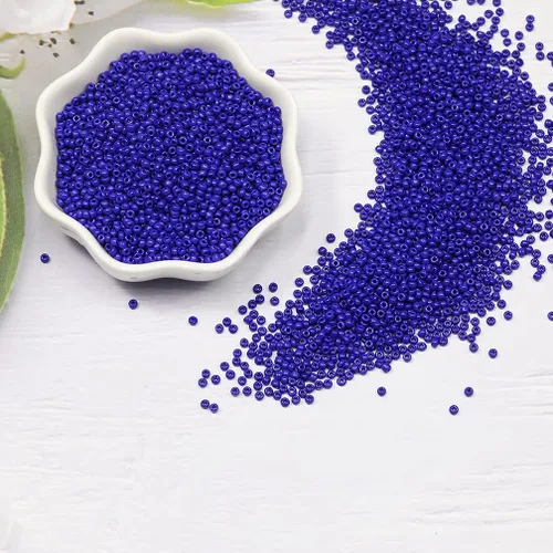 Miniatura 2 de Tamaño 12/0 - Cuentas de semillas de vidrio de 0.079 pulgadas (0.079 in), cuentas de color azul oscuro para fabricación de joyas