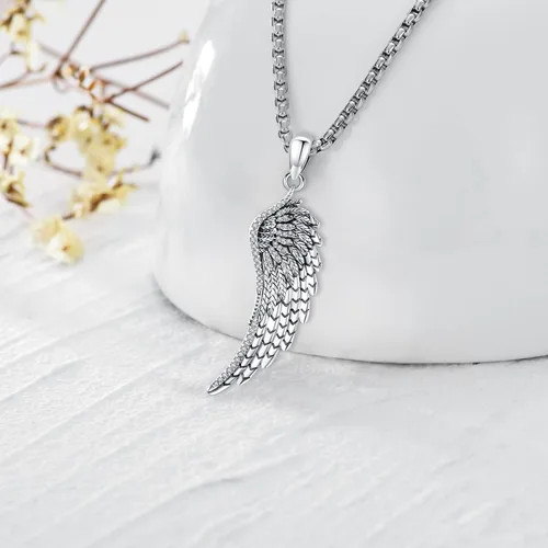 Miniatura 74 de Collar de alas de ángel de plata de ley 925, ángel de la guarda, enfermera RN caduceo, dije de ángel de cristal, joyería de regalo para mujer