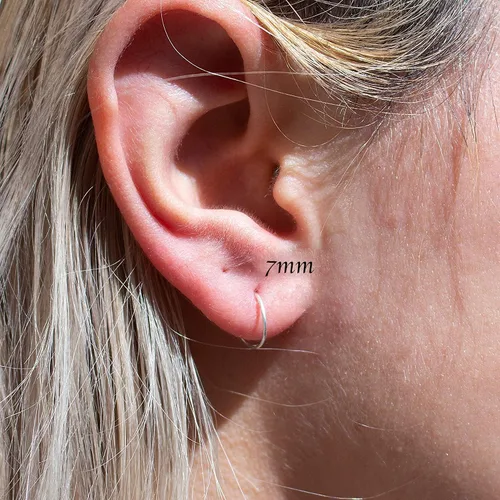 Miniatura 51 de Aretes de plata de ley abiertos para cartílago, tragus, delgados, calibre 22