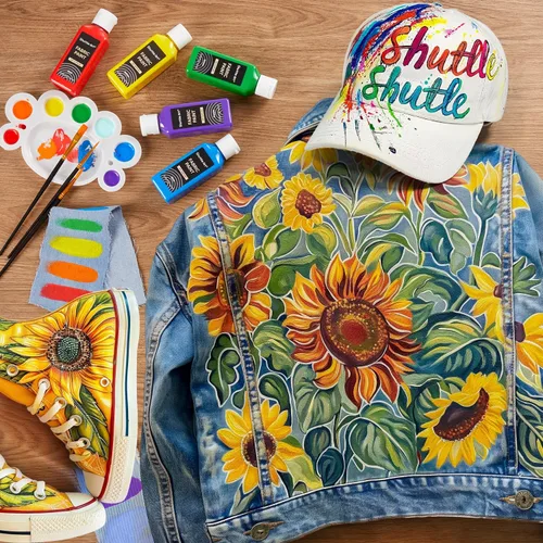 Miniatura 5 de Shuttle Art Pintura para tela, 18 colores de pintura para tela suave permanente en botellas (60ml/2oz) con pinceles, paleta, plantillas, pintura