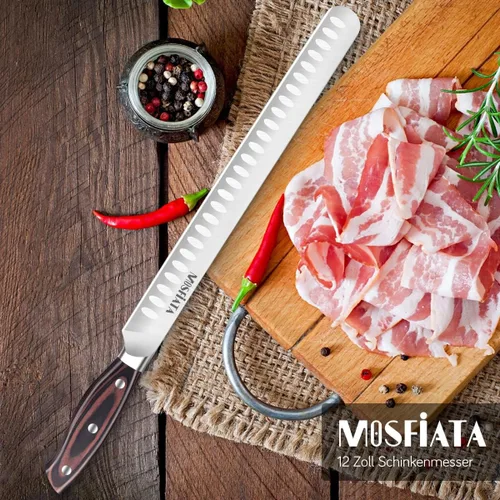 Miniatura 2 de MOSFiATA Cuchillo de corte de 12 pulgadas – Cuchillo de corte de carne – Acero alemán de alto carbono forjado – Diseño de mango ergonómico – Con