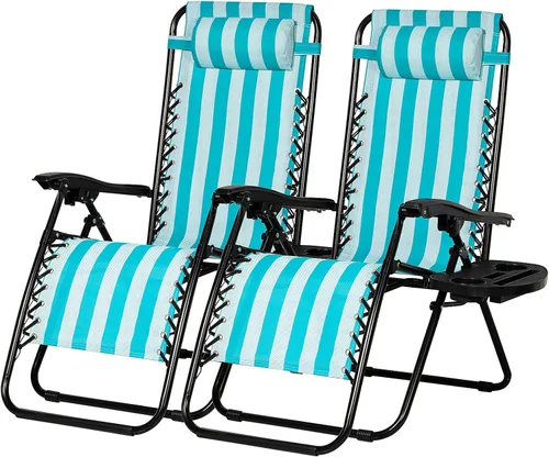 Miniatura 14 de Nazhura Juego de 2 sillas reclinables relajantes para patio, sillas de malla de acero ajustable, silla de salón de gravedad cero, sillas de playa