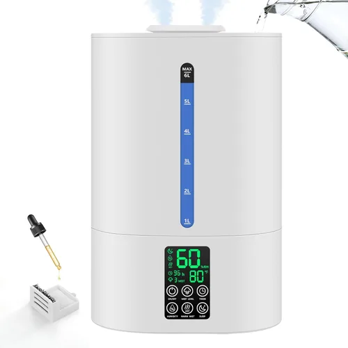 Humidificadores de 6 L para dormitorio, habitación grande, hogar, humidificador fresco y cálido para bebés y plantas, humidificadores de escritorio