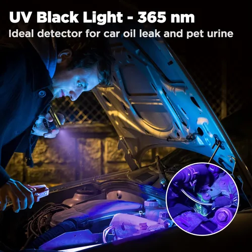 Miniatura 2 de WORKPRO Linterna de Pluma Recargable, Linterna UV de 365 nm con Luz Negra, Linterna LED de 450 Lúmenes Mini de Bolsillo, para Inspección, Trabajo