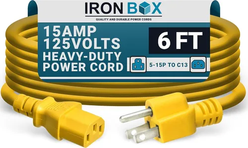 Miniatura 53 de IronBox Electric - Cable de alimentación de servicio pesado 5-15P a C13 - Cable de 3 clavijas 15A 125V 14/3 SJT para PC - Cable para computadora