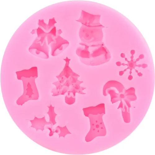 Miniatura 8 de ZiXiang Moldes de fondant de Navidad, copo de nieve, muñeco de nieve, piña, reno, bombilla, hojas de acebo, caramelo, chocolate, moldes de silicona