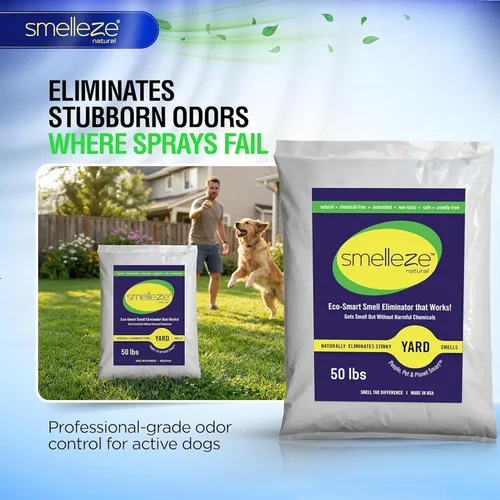 Miniatura 2 de SMELLEZE Desodorizador natural para eliminar olores de patio y hormigón: 50 libras. Los gránulos eliminan el olor a orina y heces de mascotas al