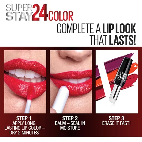 Miniatura 10 de Maybelline Super Stay 24, lápiz labial líquido de maquillaje de 2 pasos, color altamente pigmentado de larga duración con bálsamo hidratante, Merlot