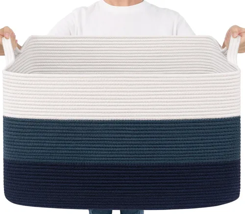 Miniatura 17 de Goodpick Cesta Grande de Almacenamiento de Juguetes, Cestas de Cuerda de Algodón Gris Contenedor de Almacenamiento de Juguetes para Bebé, Niños