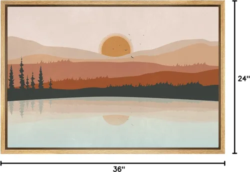 Miniatura 8 de SIGNFORD Impresión en Lienzo Enmarcado Arte de Pared Luna de Medianoche Cactus Desierto Duna Naturaleza Vida Silvestre Ilustraciones Decorativas