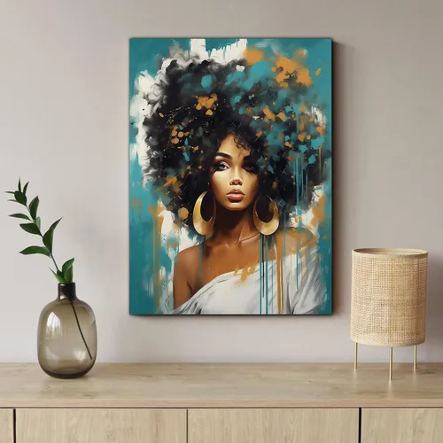 Miniatura 294 de Arte de pared afroamericano, decoración de rey y reina bailarín negro para sala de estar, arte de pareja de amor negro para dormitorio, lienzo