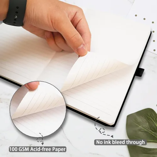 Miniatura 5 de Heture Cuadernos de tapa dura, cuadernos rayados A5 para escribir 160 páginas, 8.2 x 5.5 pulgadas, cuadernos clásicos rayados para Negro