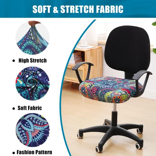 Miniatura 6 de Smiry - Fundas para silla de oficina y computadora con diseño impreso, ajuste elástico, universal, para escritorio, fundas para silla giratoria