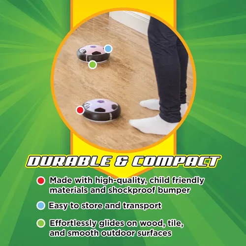 Miniatura 5 de Hover Soccer 2 Pack de los creadores de Stomp Rocket – Juguete de fútbol de aire en interiores con luces LED y parachoques acolchados para niños