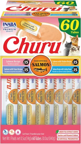 Miniatura 18 de INABA Churu - Bocadillos para gatos, puré cremoso para gatos, sin cereales, que se puede lamer y exprimir, suplemento con vitamina E y taurina, 0.5