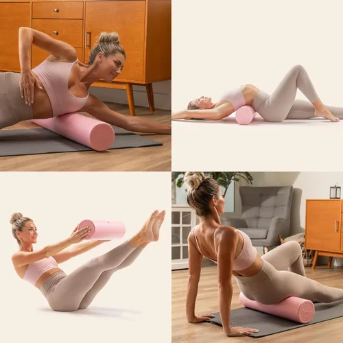 Miniatura 8 de Sunny Health & Fitness Rodillo de espuma de alta densidad de 12" a 36", para estiramiento y recuperación muscular - Negro, azul, rosa Rosado