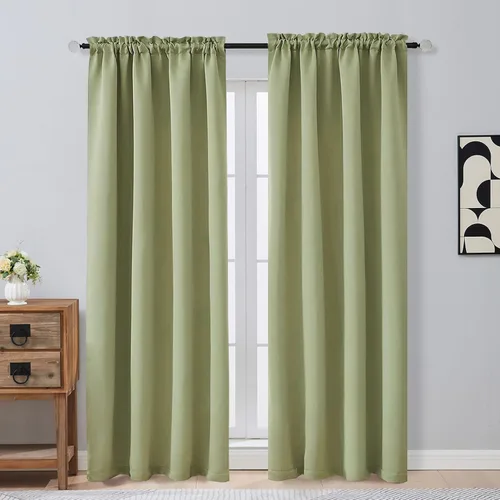 Miniatura 152 de OVZME Cortinas opacas turquesa para tratamiento de ventanas pequeñas, cortinas cortas con bloqueo de luz para ventana de cocina sobre el fregadero